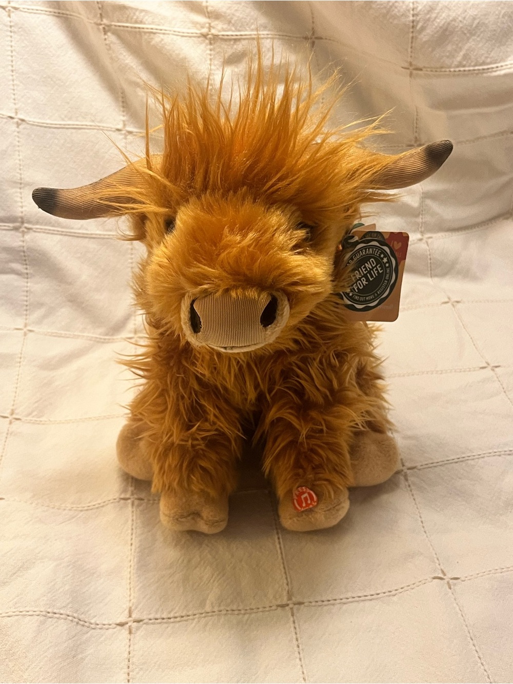 Living Nature Large Highland Cow Plush 12" Brand New With Tags WORKING SOUND